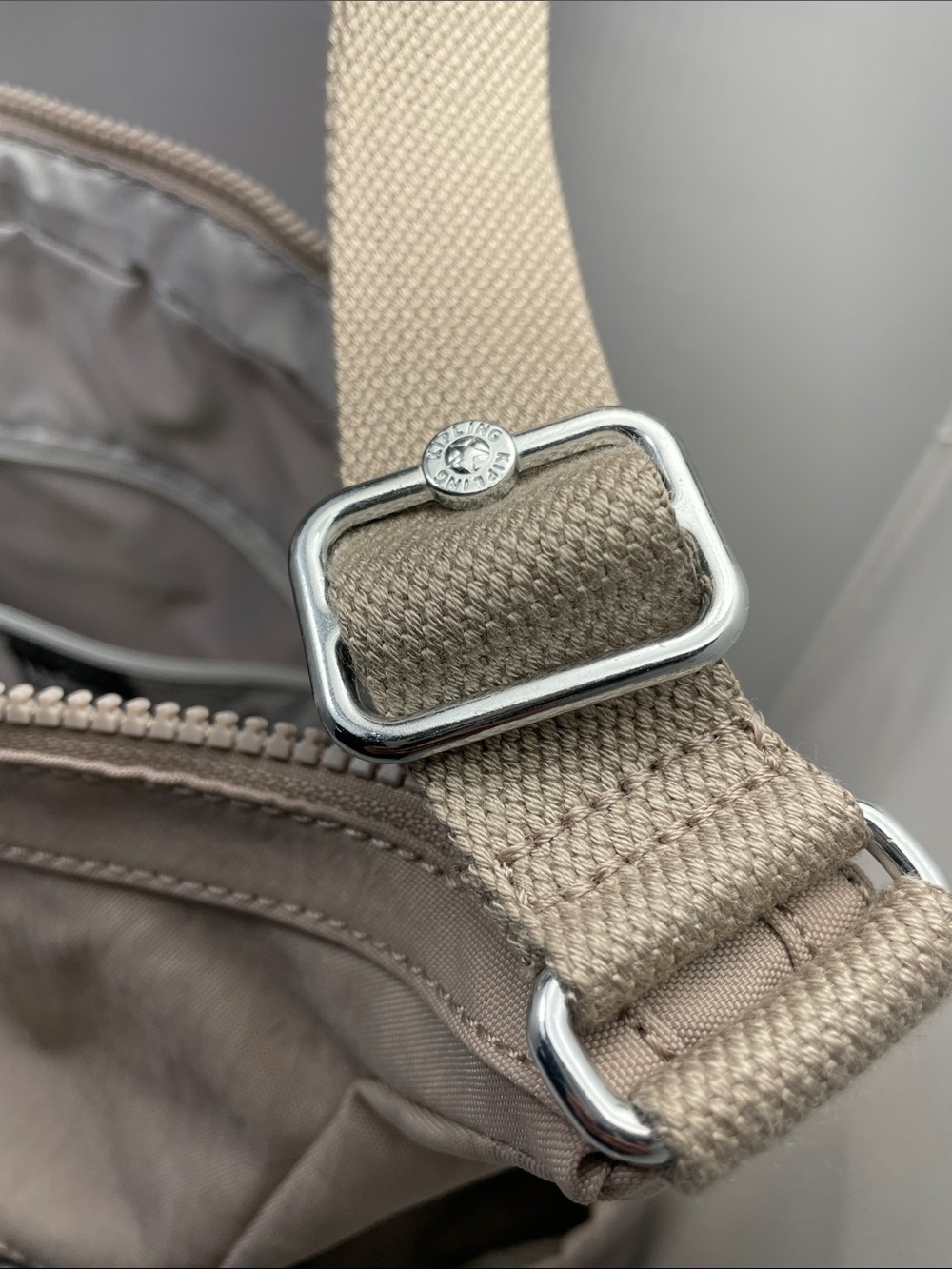 Kipling Light Beige Messenger Crossbody with Signature Monkey Charm - Picture 11 of 14